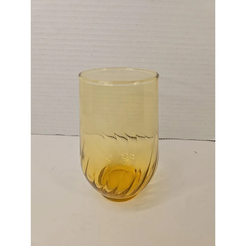 Anchor Hocking Regal Honey Gold Flat Tumbler Glasses Swirl Optic